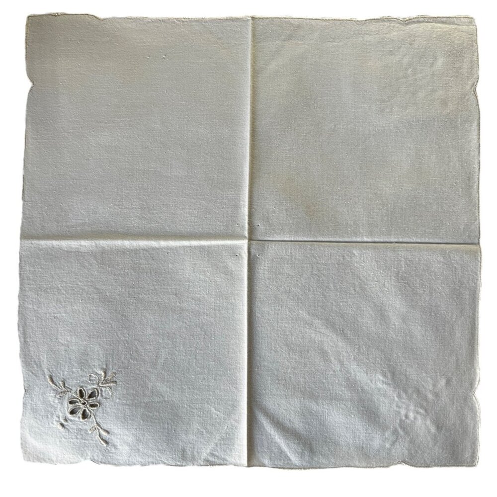 8 Pale Pink Embroidered Cotton Napkins Cutwork Scalloped Edges 15.25x15.25 - Picture 8 of 14